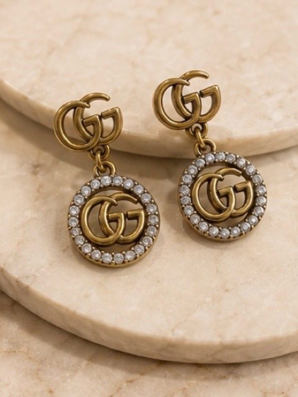 Gold Tone Crystal Drop Statement Earrings
